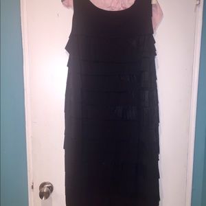Stretch black tiered dressy dress